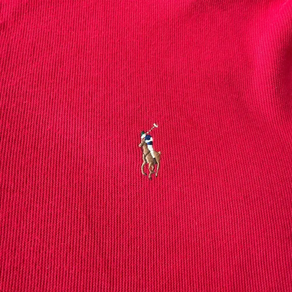 Polo Ralph Lauren Men's Red Estate Rib 1/4 Zip Cotton Sweater Size XL Preppy